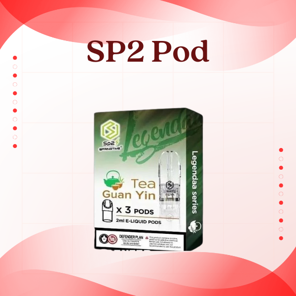 Full range of SP2S Pod flavors including Tea Guan Yin
